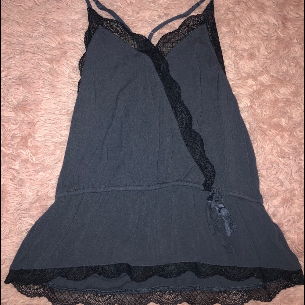 American Eagle Navy Blue Tank Top with Lace